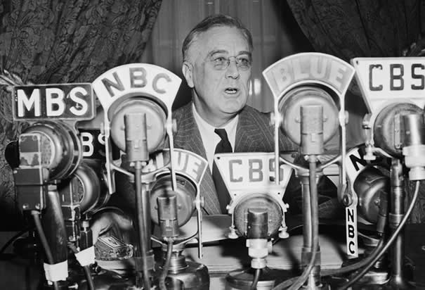 FDR delivering one of his fireside chats.